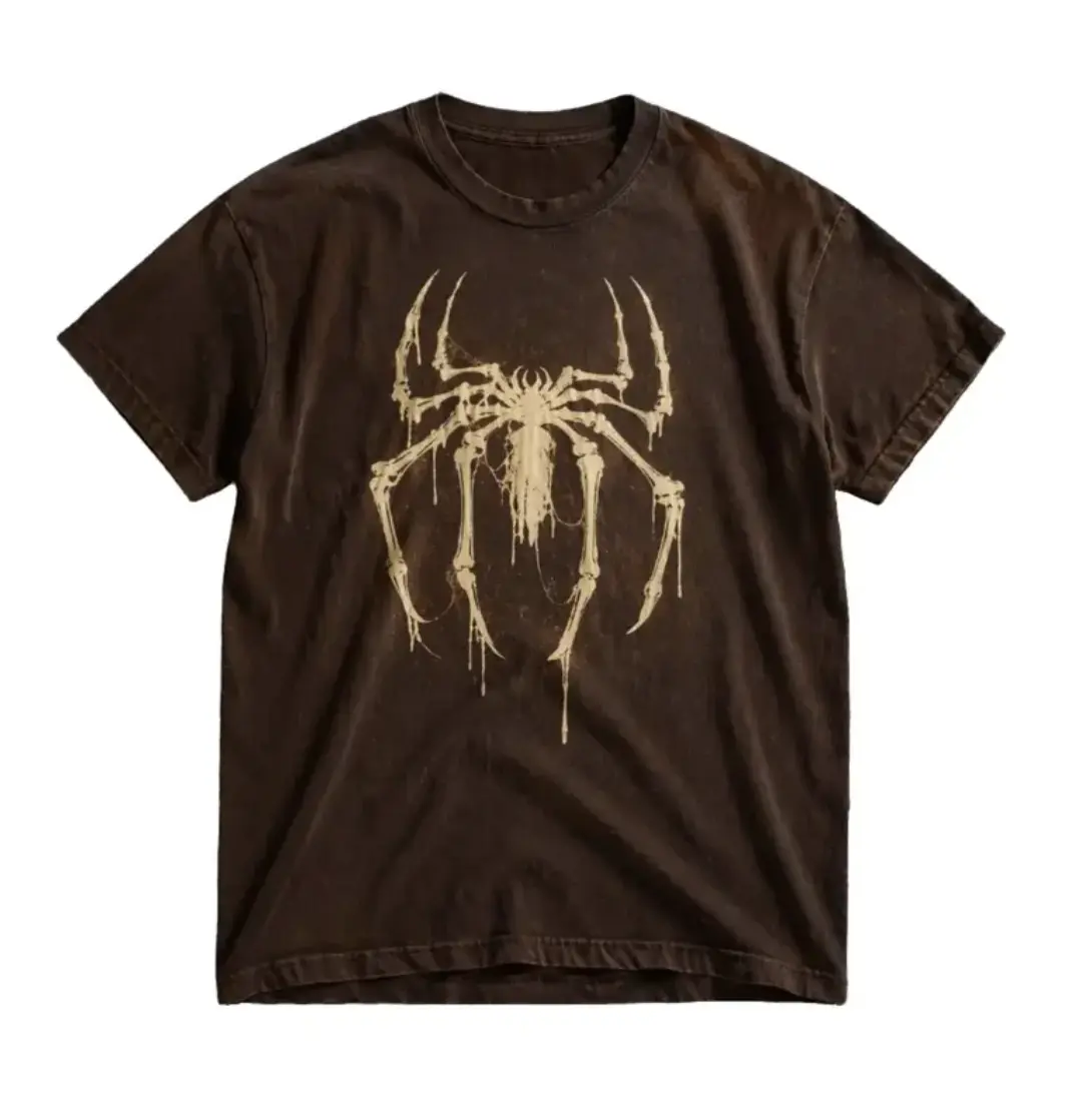 Gildan Men's and Women's T-shirt, Spider Skeleton Graphic Dark Chocolate T-Shirt, Y2k Streetwear tee, Y2k Unisex Graphic Tees Gothic Grunge Emo Scene Amity Affliction Style Clothes Menswear Womenswear Streetwear T1