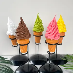 CNEZOMP Pretend Ice Cream Cone Model Set - Realistic Soft Ice Cream Dessert, Durable Thermoplastic Polyurethane Material, Vibrant Colors for Photography Props, Home Decor & Modern Visual Marketing, Ice Cream Decor
