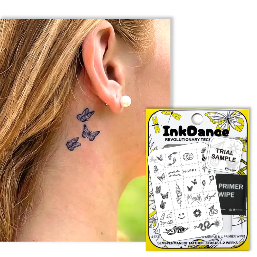 InkDance Semi-Permanent Tattoo, Minimalist Tiny Finger tattoos, Fine Line Art, Long Lasting Temporary Tattoos, Waterproof Plant-Based Ink, Lasts 1-2 Weeks, Color Develops in 24 Hours X155