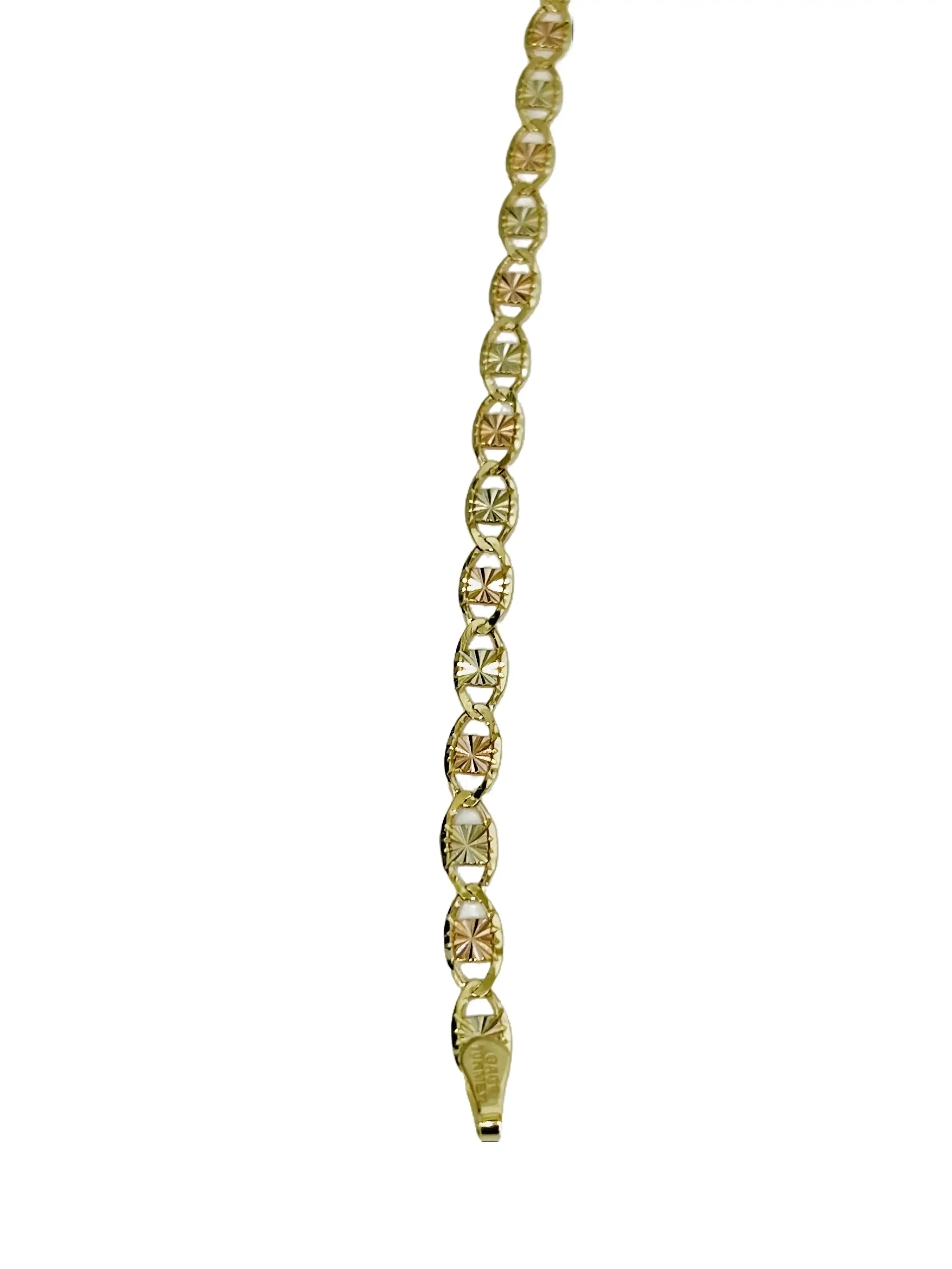 Unisex 10 kt Tri-Color Fine Gold Bracelet - Elegant Design, Versatile Accessory for Platinum & Carat Gold Jewelry Collections, Suitable for Daily & Special Occasions, 10 Kt Gold