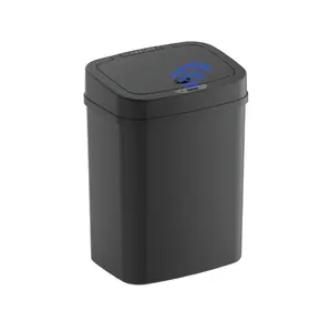 Automatic Bathroom Trash Can, 3 Gallon Plastic Motion Sensor Garbage Bin with Soft Close Lid, Black