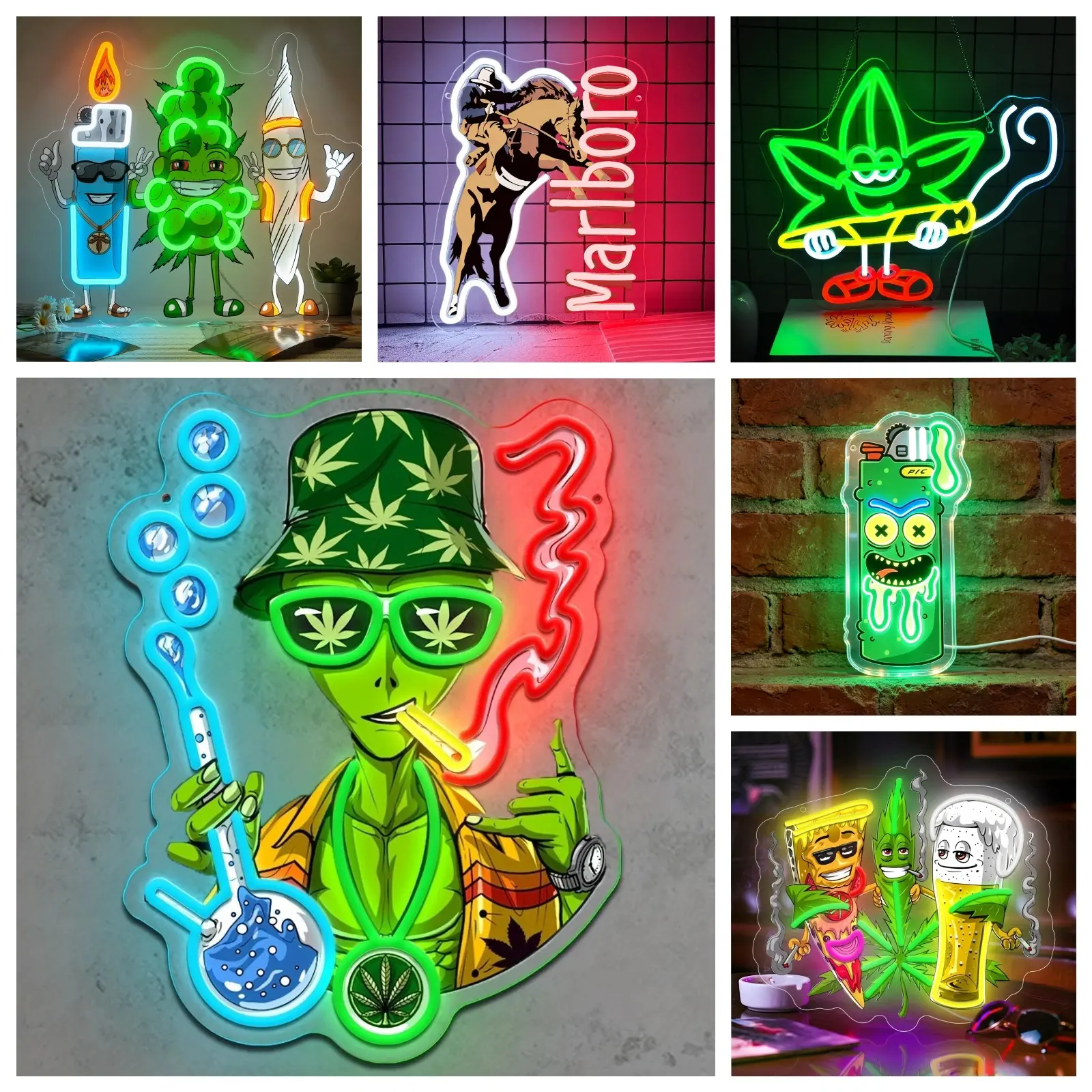 Trippy Alien LED Neon Sign ,Cool Water Pipe Wall Art，420 Friendly LED Wall Light,Funny Glowing Decor for Home Bar, Man Cave & Party