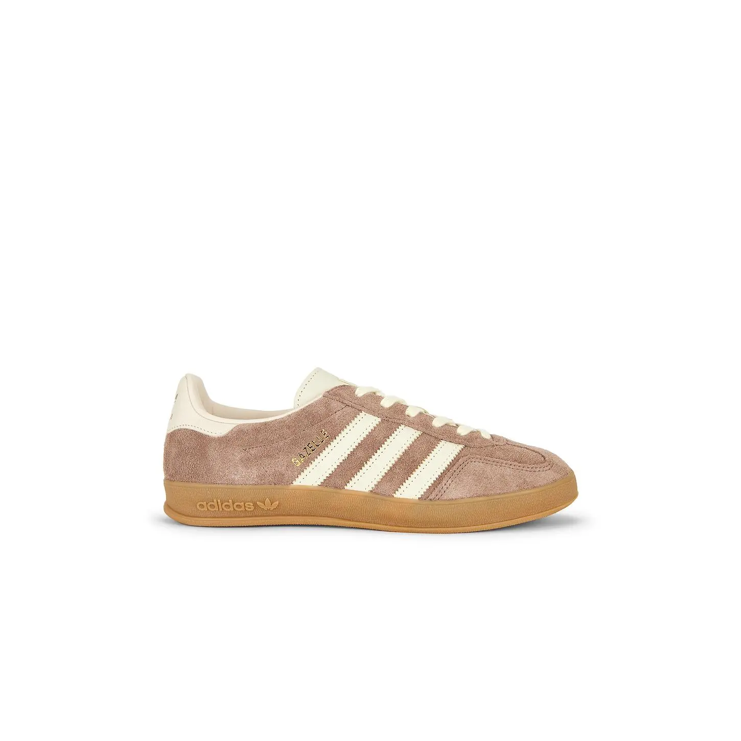 adidas Originals Gazelle Indoor Sneaker in Trace Brown, Warm Vanilla, & Gum
