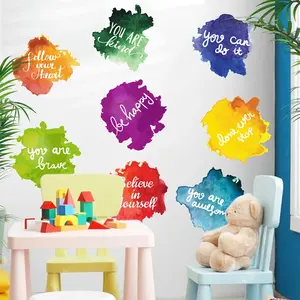 1Set Slogan Graphic Wall Sticker Follow You Heat Colorful Letter Wallpaper Inspirational English Wall Decal Wall Art Waterproof