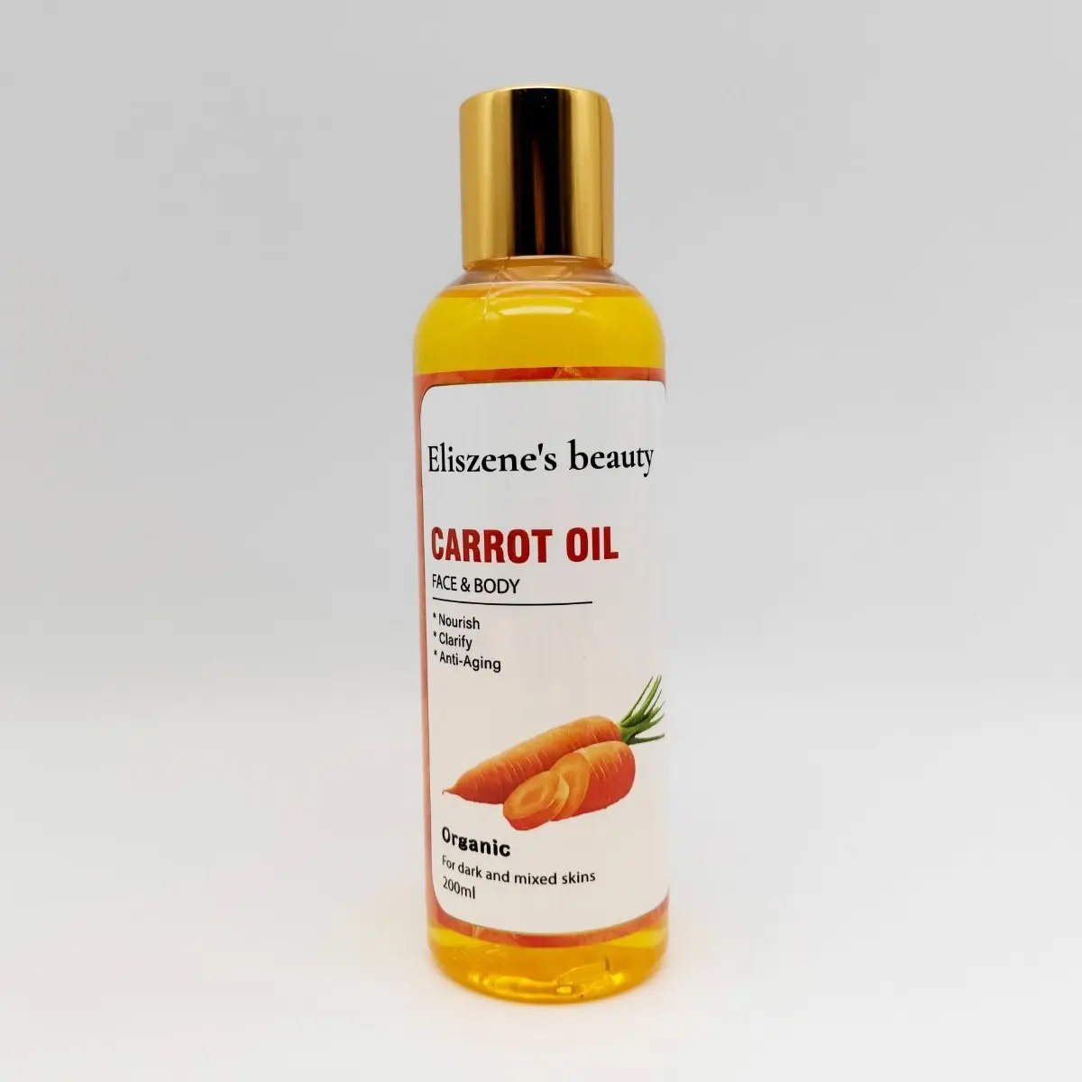 Elizene's Beauty Organic Carrot Oil - Nourishing & Clarifying Face & Body Oil 200ml for Dark & Mixed Skin Types
