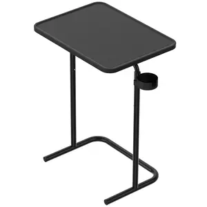TV Tray - TV Table, Folding Table Tray, 3 Heights and Adjustable Tilt Angle, with Cup Holder, for Sofa, Laptop, Bed and Couch Dining,Black