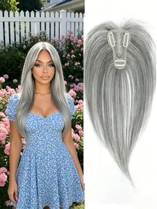 Get Fuller Hair in 10 Seconds! This Undetectable Clip-In Topper Blends Perfectly & Covers Thinning Spots Effortlessly ✨ #HairTopper #ThinHairHack Clip In Volume Synthetic Straight Hair
