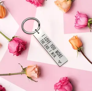 I Love You More The End I Win Couple Keychain Gift for Him, for Her Christmas Day Mothers Day Anniversary Birthday