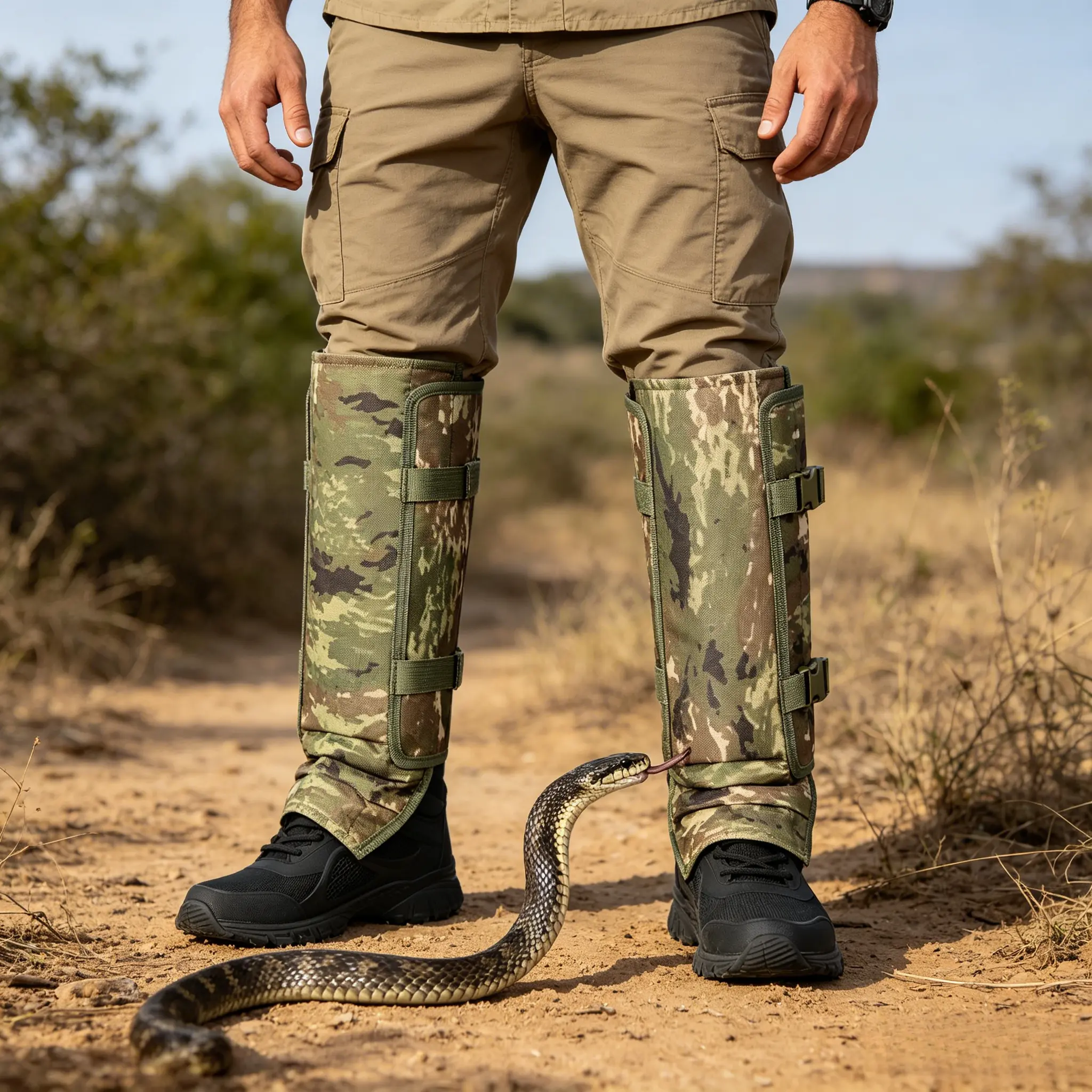 Unisex Adjustable Polyester Snake Proof Leg Gaiters - Heavy-Duty, Scratch-Resistant Outdoor Protective Guards for Outdoor Enthusiasts, Hunting, Hiking (Fits Different Leg Sizes, Protects Against Snake Bites), Camping, Mountain Forest Adventures