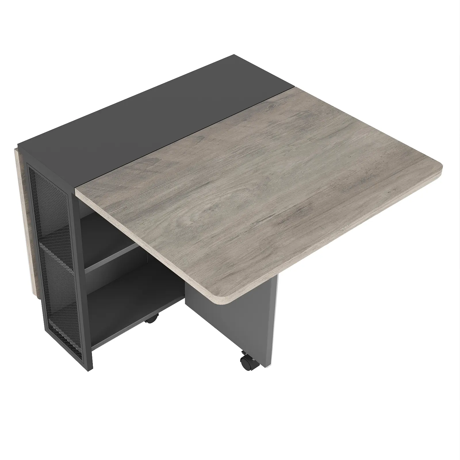 Folding Dining Table with Drop Leaf, Expandable Kitchen Table on 6 Wheels, Space Saving Collapsible Multifunctional Table for Small Spaces, Apartment, Grey