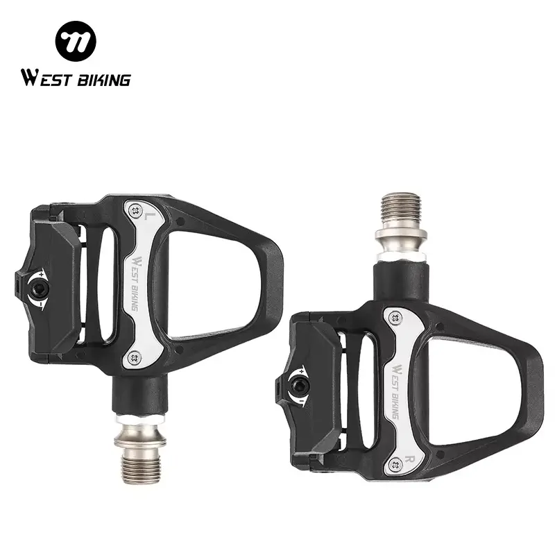 WEST BIKING Road Bike Self-locking Anti Slip Foot Pedals Chrome Molybdenum Steel Pedal Smooth Bearing SPD Lock Plate Bicycle Pedal Accessories Bike Accessory Bike Parts