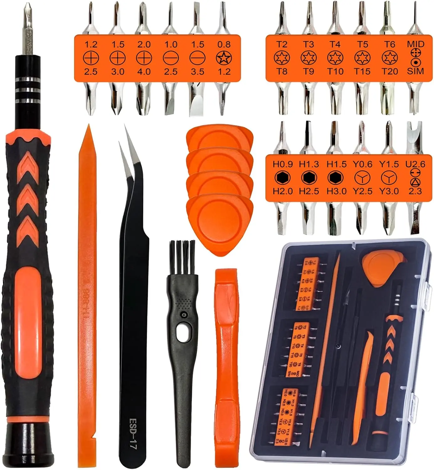45PCS Precision Screwdriver Set With Case, Flathead Phillips Pentalobe Torx Star Small Repair Tool Kit for PC, Laptop, Tablet, Phone, PS5, XBox, Switch, Glasses, Ring Doorbell