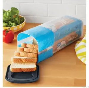 Bread Plastic Storage Keeper, Clear with Gray Lid (1 Each) 5.25" x 5.25" x 13.62" Kitchen Leakproof Container