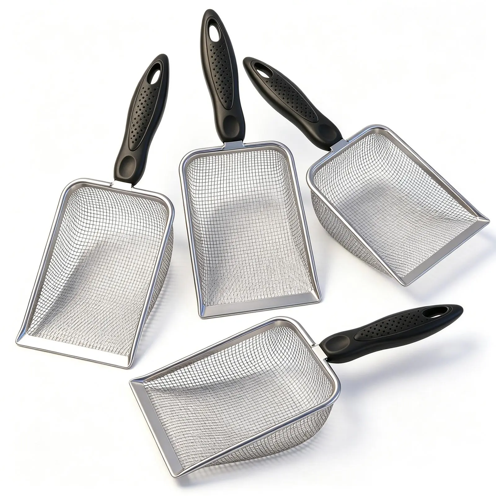 4Pcs Heavy Duty Metal Kitty Litter Scooper, Fine Mesh Stainless Steel Litter Cleaner Shovel, Easy Clean Sifting Scoop for Cat Litter Box, Chicken Waste, Beach Sand, Reptile Substrate,back to school,back to school haul