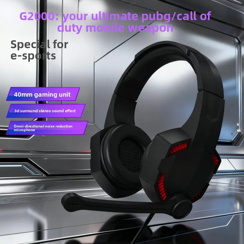 New Over-Ear Luminous Headphones - High Sound Quality, Built-In Microphone, Wired E-Sports Headset for Computer, Mobile Phone Gaming