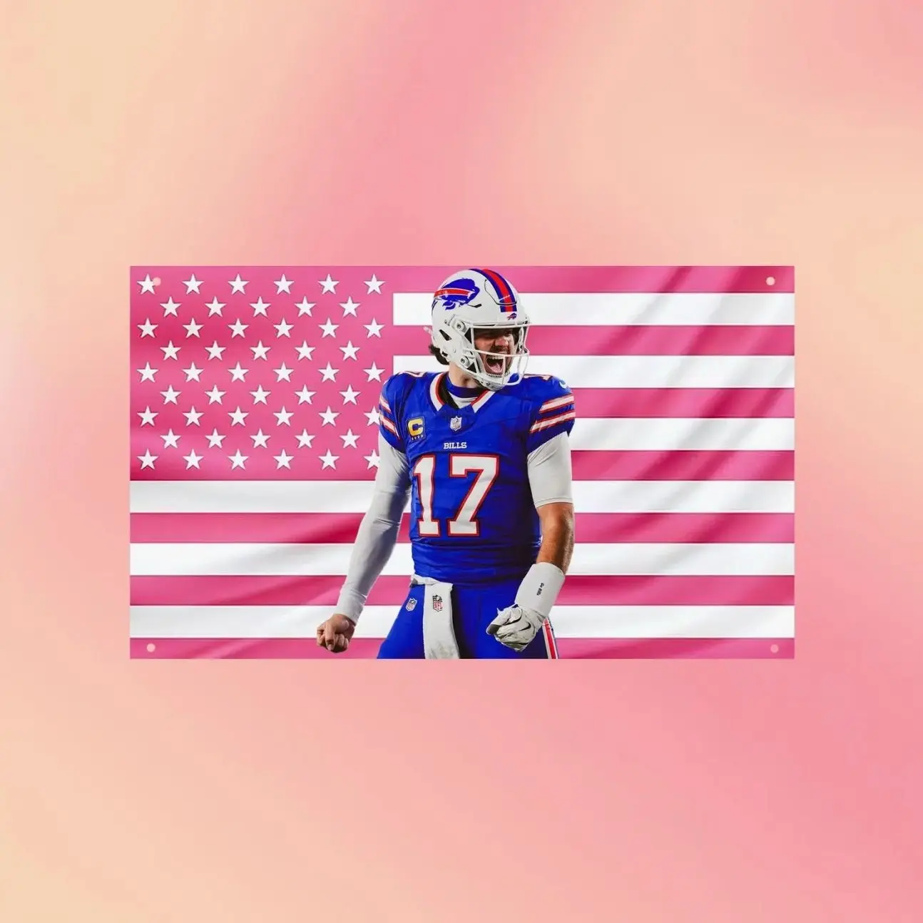 Josh Allen Wall Tapestry, Buffalo Quarterback Fan Flag | Football Bedroom Room Decor Gift