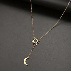 sun and moon pendant necklace style simple single long necklace collarbone chain
