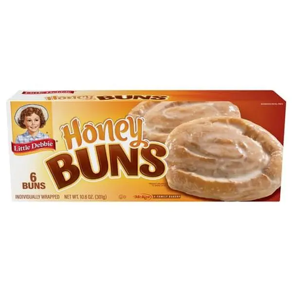 Honey Buns, 6 Individually Wrapped Snack Cakes, 10.6 oz Box, 1-Pack Sweet Dessert Pastry, Includes Honey, Six Buns