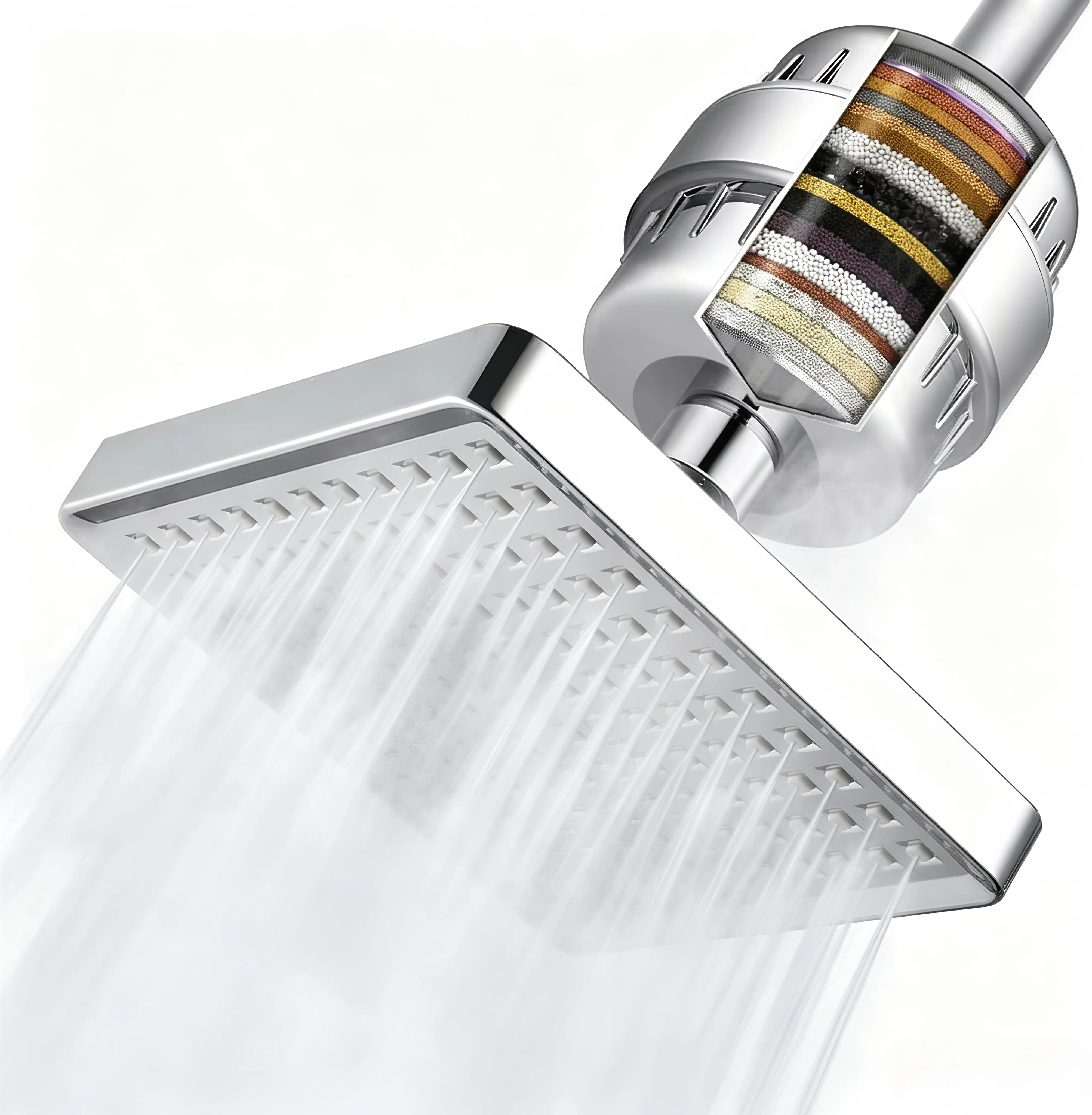 extension  High output Pressure Filtered Shower Head Combo, Rain Shower Head with 20 Stage Shower Head Filter for Hard Water - Adjustable Replacement   ducha confiltro,    Remove Chlorine and Harmful Substances filter bead
