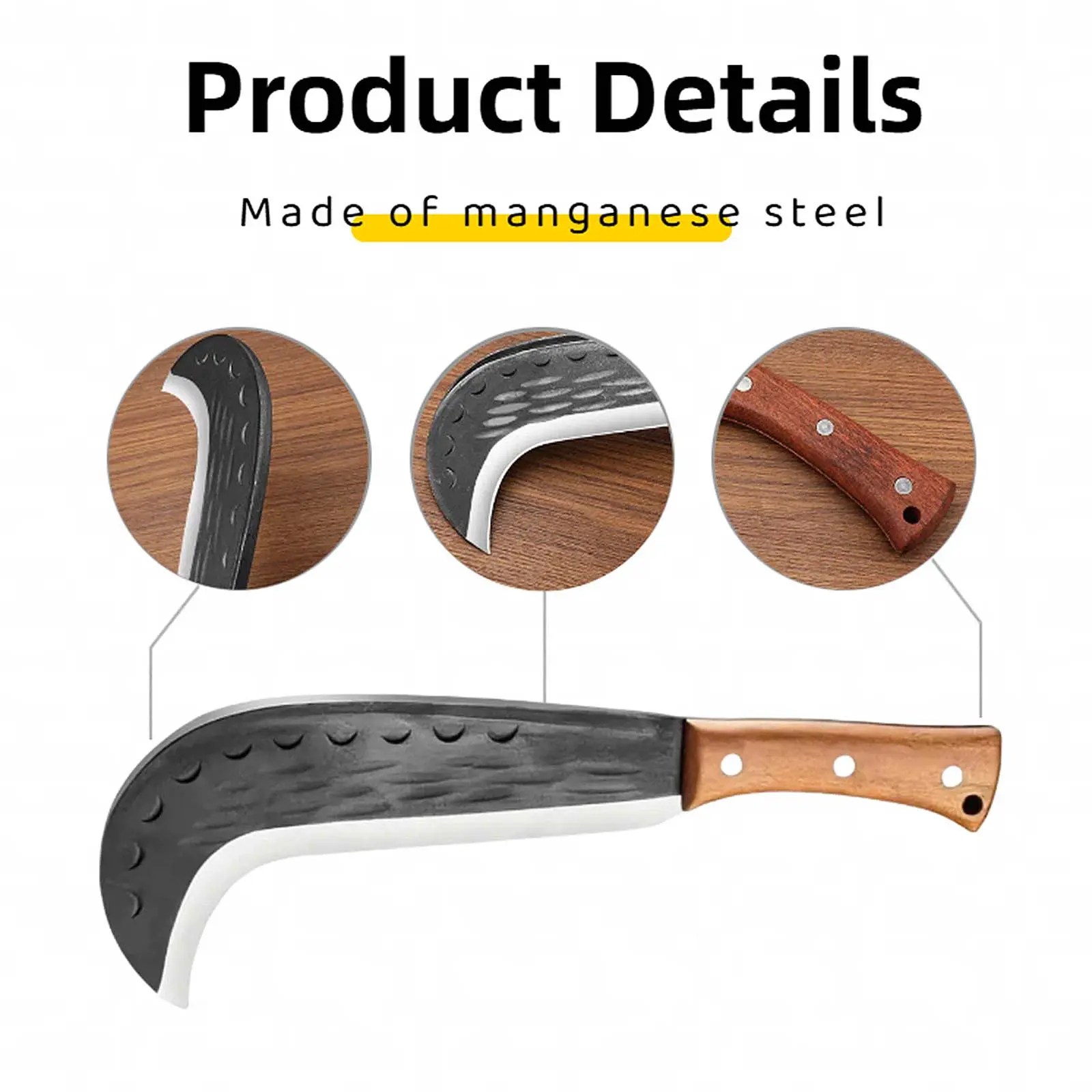 Portable Curved Blade Tree Cutter - Short-Handle, Thick Manganese Steel, High-Hardness, Sharp, Rust-Resistant, Durable Garden Pruning Tool for Woodcutting, Farm Use Heavy Duty