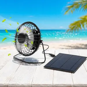 Solar panel portable cooling fan set with photovoltaic solar panels for outdoor camping