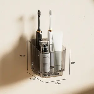1 transparent toothbrush holder, wall-mounted divider storage rack, creative no-drill bathroom organizer, can store toothbrushes, combs, and razors, home bathroom decoration