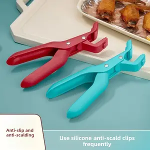 Premium 2 Pack Multi-Purpose Anti-Scald Hot Plate Gripper – Heat Resistant Silicone Clip & Clamp for Bowls Plates Pans Pots – Kitchen Tongs Holder for Serving Microwave Dishwasher Safe Red & Green Utensils