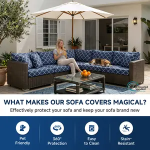 Spring Summer Outdoor Deep Sea Cushion Cover, Pet Friendly Elastic Non-Slip Sleeve, Anti-Slip Handle Sofa Decor Set, Elastic Furniture Protector, Stretchable Sofa Cover