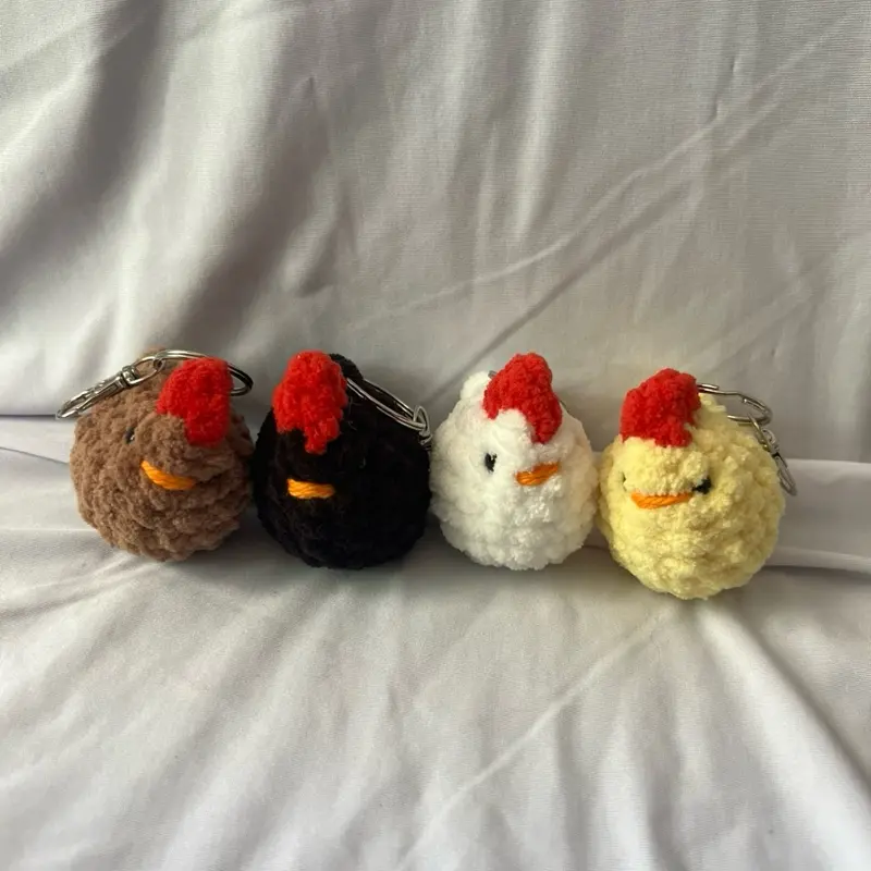 Handmade Crochet Chicken Keychain