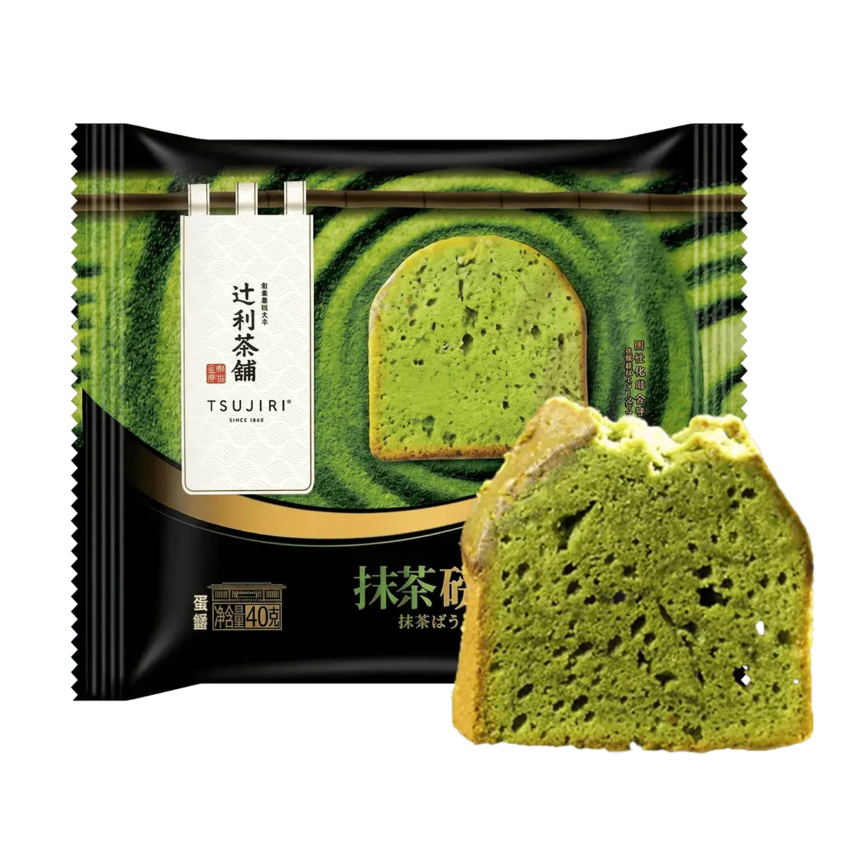 TSUJIRI Matcha Pound Cake 40g - Rich Japanese Green Tea Flavor, Soft & Moist Dessert for Breakfast & Afternoon Tea