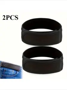 2-Pack Unisex Invisible Elastic Belt | Black Buckle-Free Design | Soft Metal Side Adjustment | Discreet Fit for Pants | Invisible Wrap Belt