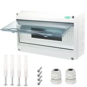 Breaker Box Distribution Protection Box, IP65 Clear Cover Electrical Box, ABS Power Supply Electronic Junction Box Din Rail Enclosure for Circuit Breaker on The Wall 15 Way