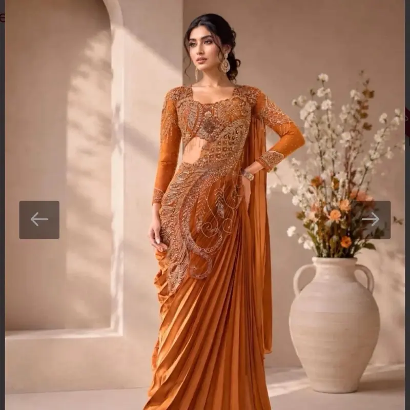 Ready-to-Wear Rangoli Silk Saree, Elegant Women's Clothes with Multi-Thread Embroidery, Sequins and Traditional Style Blouse
