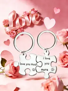 Couple Matching Puzzle Letter Keychain Set of 2 - The Perfect Valentine's Gift for Long-Distance Couples