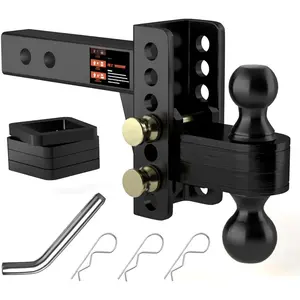 2" Adjustable Trailer Hitch - 4" Rise/Drop Height, 2'' & 2-5/16'' Ball Hitches 25000 Lbs Heavy Duty Towing Ball Mount, RVs, Campers, Boat