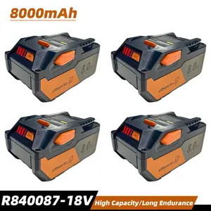 8.0Ah 18V High Capacity Lithium-ion Replacement Battery for Ridgid - Fits R840083/R840085/R840087/AC840087P Long Runtime