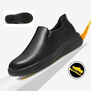 Enhanced wide-toe chef work shoes, oil-proof and waterproof design, more slip-resistant, slip-on, affordable work shoes,with reflective strips, comfortable, easy to clean, suitable for kitchen, care, gardening, and catering work