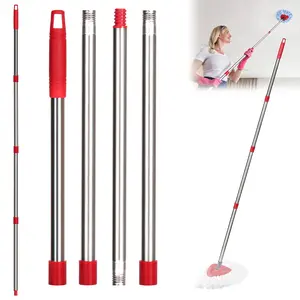 Spin Mop Replacement Handle - 4-Section 30" to 58" Mop Handle Replacement Stick Compatible with O-Ceda Spin Mop, EasyWring Mop Handle for Floor Cleaning(Mop Head&Base not Include) (Red)