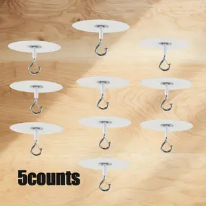 5 Counts Self-Adhesive Waterproof Ceiling Hooks, Durable Multifunctional Hooks for Balloon Wind Chimes, Ideal for Home Decor, Wall Hooks