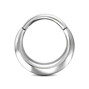 Oufer 16G Hinged Ridged Chunky Segment Septum Ring - 316L Stainless Steel Jewelry, Durable Body-Safe Non-Tarnish Piercing Jewelry