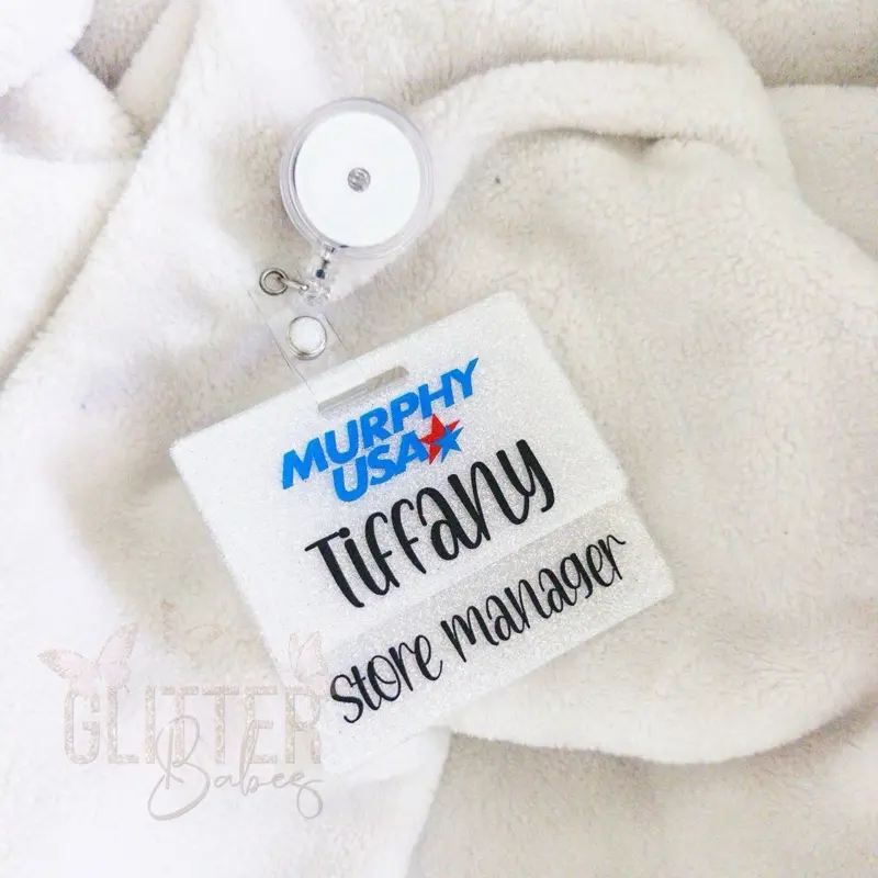 Custom Glitter Name + Title Badge Set