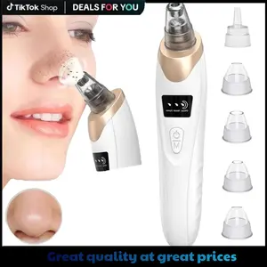 USB charging blackhead removal pore vacuum cleaner, facial pore cleaning, electric acne removal tool, suitable for both men and women, painless blackhead removal, 3 types of suction heads White