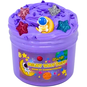 Milky Way Puff 8oz Slime Scented Coffee Milk Tea with Cosmic Stars and Moon Decorations