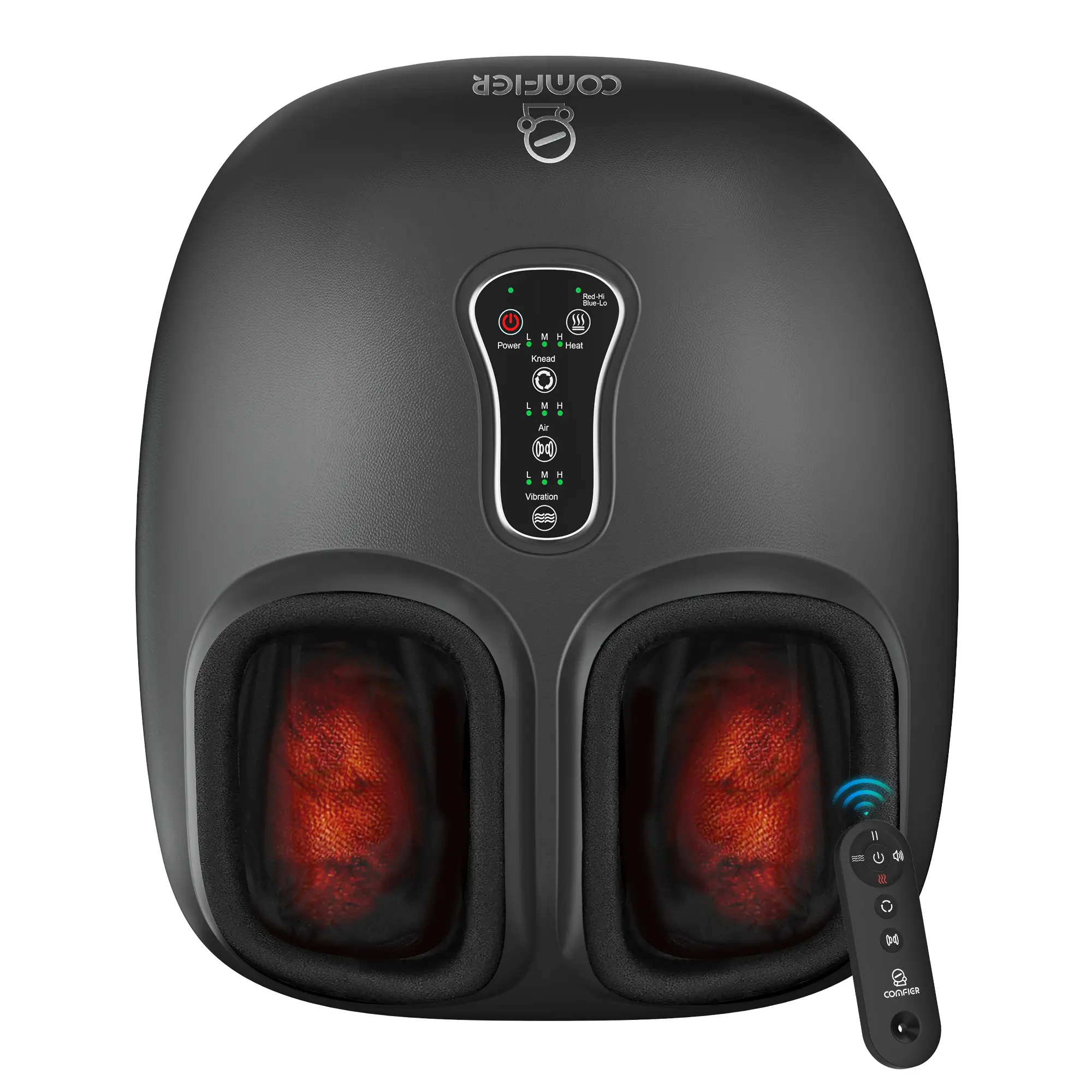 COMFIER Shiatsu Foot Massager with Heat for Neuropathy, Plantar Fasciitis | Shiatsu Deep Kneading Feet Massage Machine with Remote, 5 Compression Levels, 3 Kneading Speeds, 2 Heat Levels, Size 13