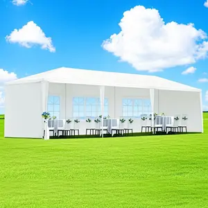 10x30Ft Outdoor Party Tent Gazebo, Waterproof Gazebo Canopy Tents with 8 Removable Sidewalls, Heavy Duty Tents with Marquee Featuring Windows, Suitable for Large Wedding, Party, Birthday, Camping