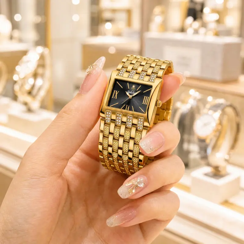 【Holiday Haul】Ladies' LX1044 Watch  Square Dial with cubic zirconia Inlaid Quartz Multifunctional Classic Design Shiny Valentine's Day Gift