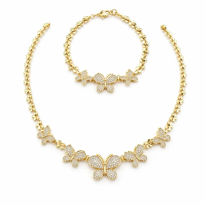 Butterfly Necklace and Bracelet Set - 20 Inch Necklace butterfly Design, Featuring Butterfly Charm