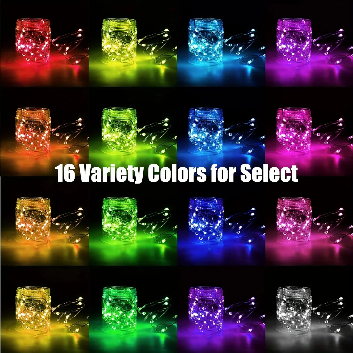 New Fairy String Lights Battery Operated 2 Pack 200 LED 16 Colors Changing Sliver Wire Lights Larger RGB Bulb Super Bright Twinkle Lights with Remote Control for Christmas Bedroom Party Outdoor Décor