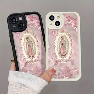 Phone Case for iPhone 17 Pro Max Plus Air/16/15/14/13/12/11 Samsung Galaxy S25 S24 S23 S22 Ultra Plus FE  with Elegant Pink Maria Pattern, Full Body Protection and Soft Silicone Cover, Gift for Women Men Girls Boys