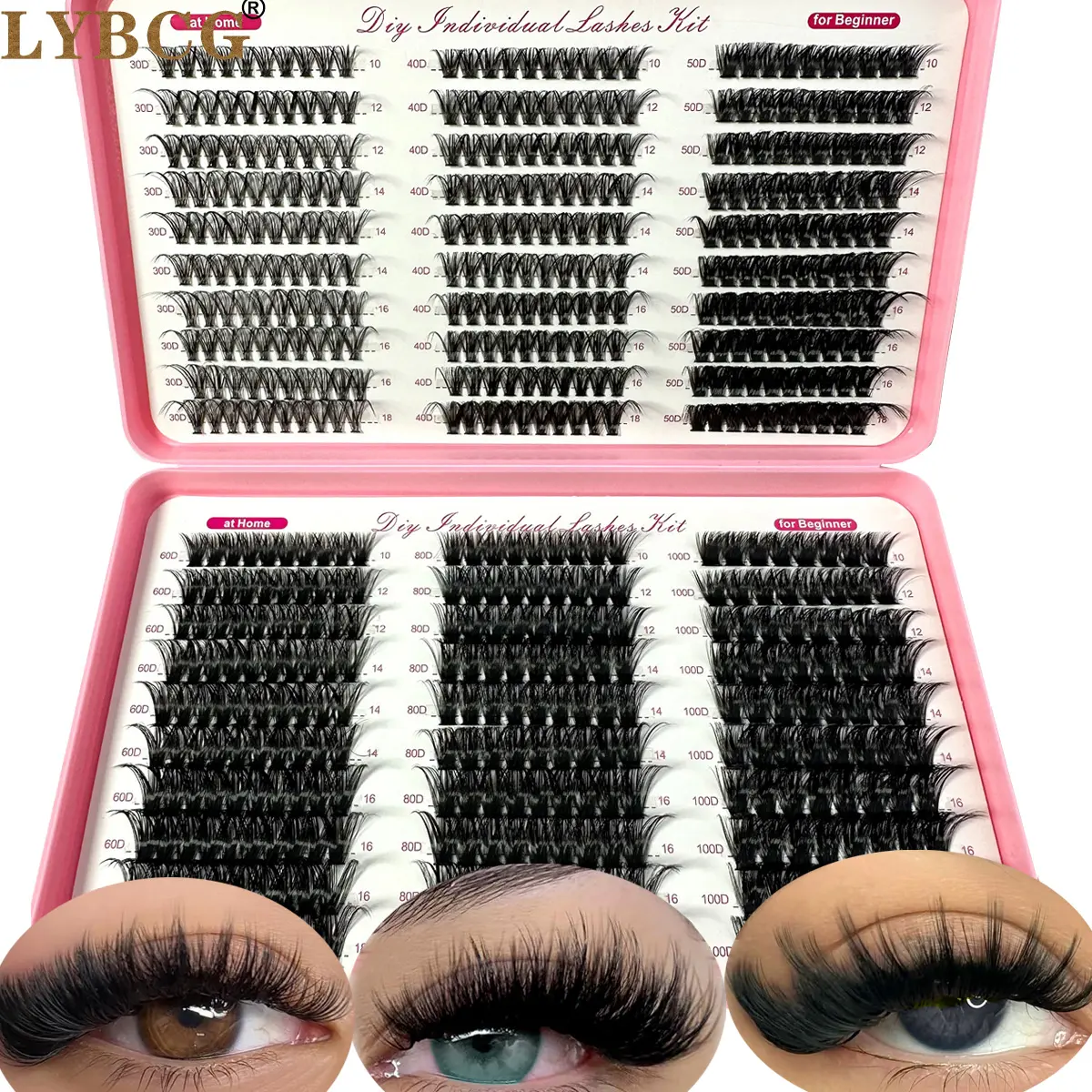 Large capacity eyelash book 570 pcs 0.07MM D Curl Individul Claster Eyeash Thick & Fluffy Extension 30D+40D+50D+60D+80D+100D Mix 10-18MM Length DIY Cluster Lashes